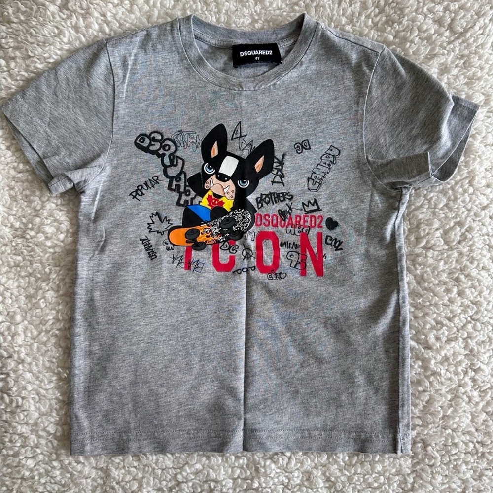 DSQUARED2 Kids Gray Icon Graphic Tee